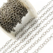 Oxidized Sterling Silver Twisted Round Link Chain